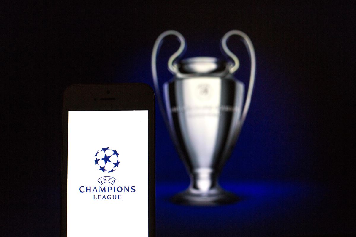 In this photo illustration the UEFA Champions League logo...
