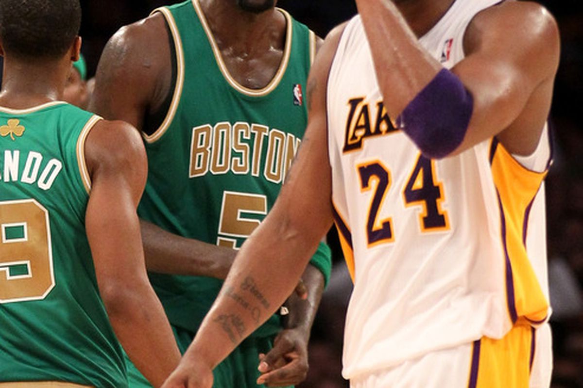 KG attempting to intimidate Kobe Bryant, probably.