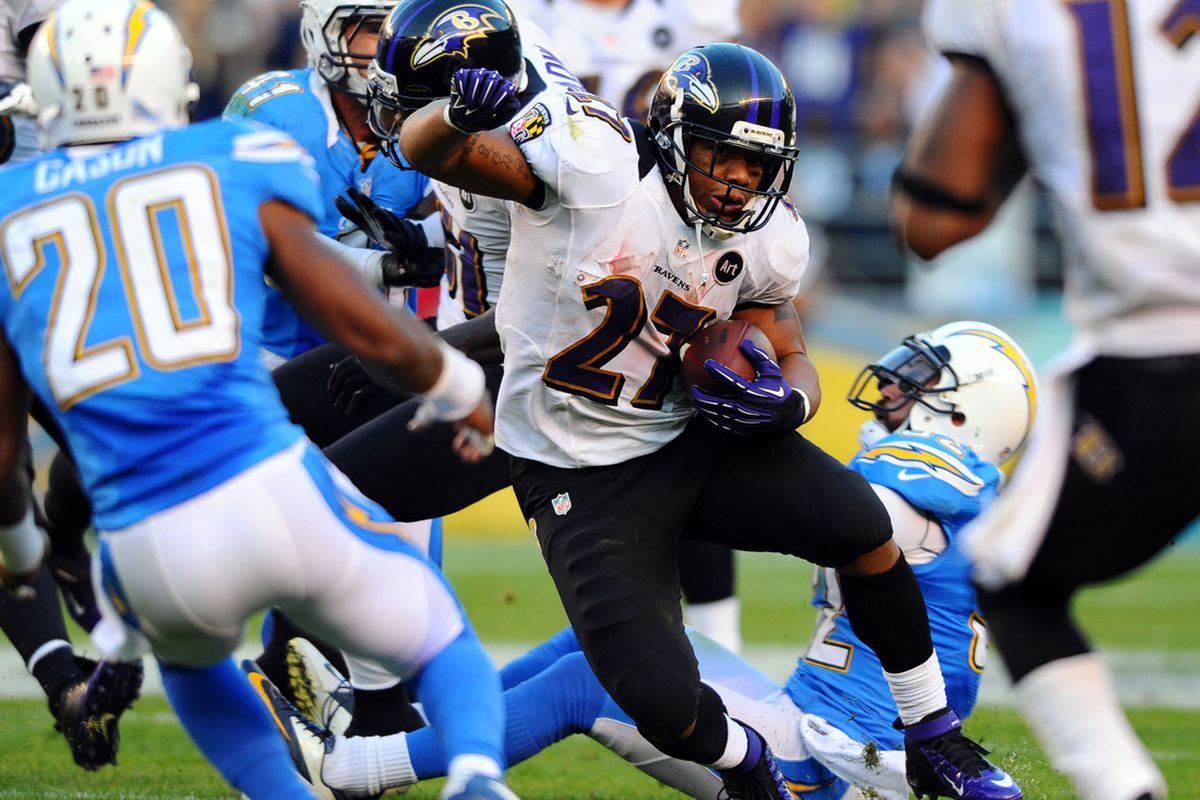 Ray Rice runs for first down after short pass on 4th and 29 (11/25/2012)