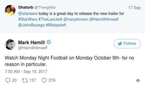 Mark Hamill tweet Star Wars