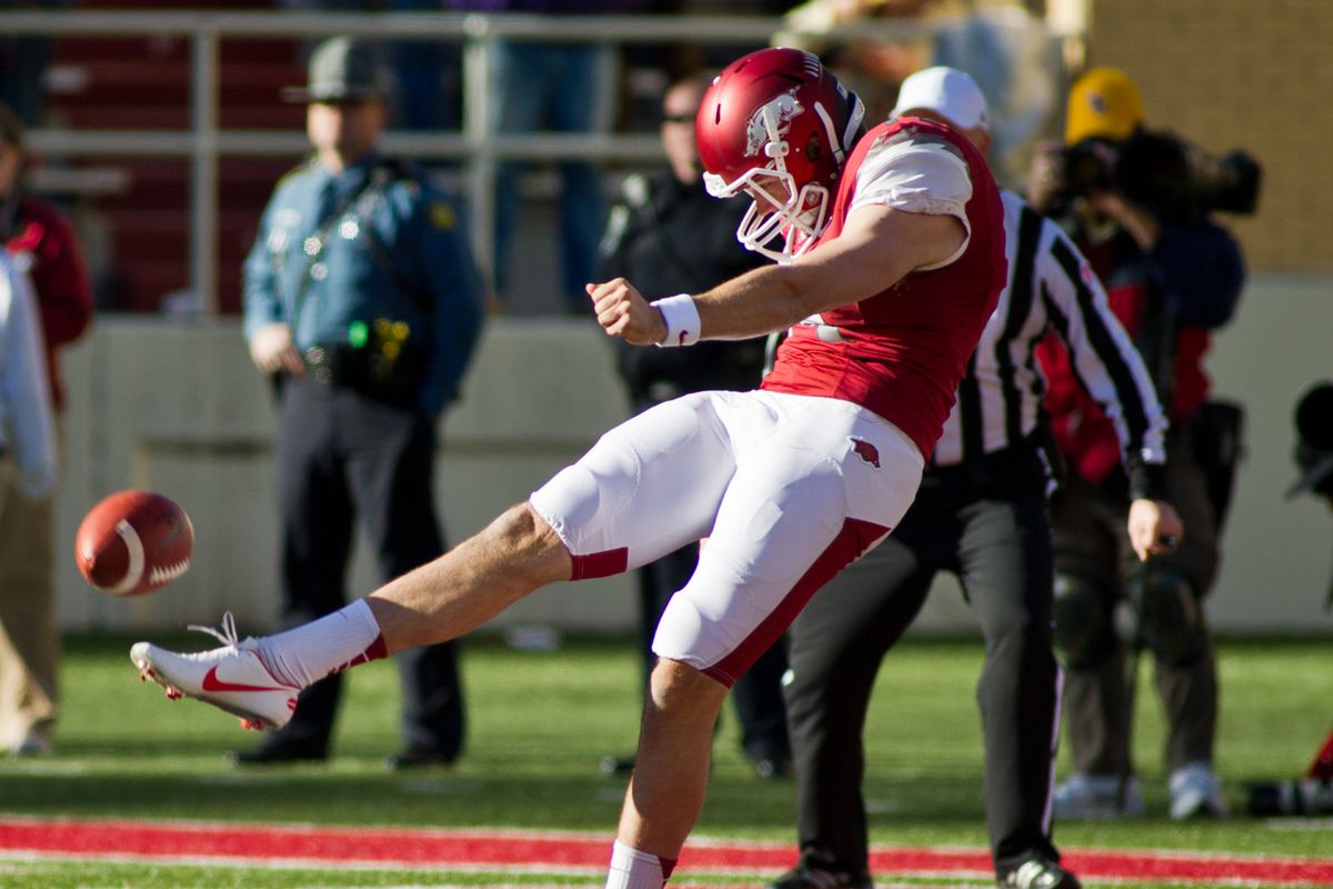 Dylan Breeding (above) has gone to punt in the NFL so Brett Bielema brought in a punter from Down Under.