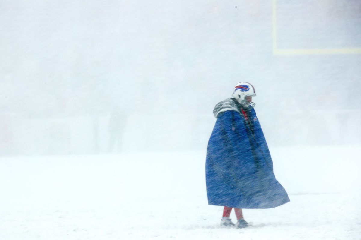 Colton Schmidt #6 of the Buffalo Bills walks the field before a game against the Indianapolis Colts on December 10, 2017 at New Era Field in Orchard Park, New York.
