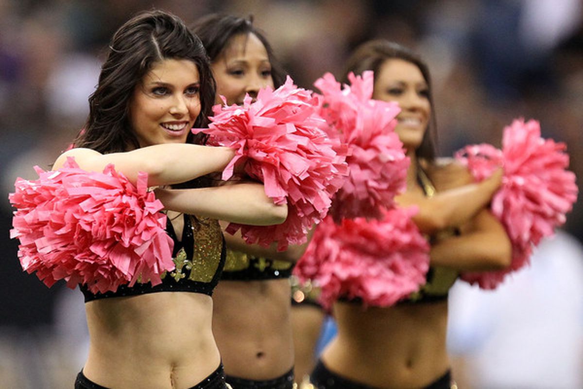 NEW ORLEANS - OCTOBER 03:  A New Orleans Saints cheerleader performs at the Louisiana Superdome on October 3 2010 in New Orleans Louisiana.  (Photo by Ronald Martinez/Getty Images)