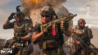 Tiga Askar Berdiri Di Depan Dome In Modern Warfare 2 Multiplayer