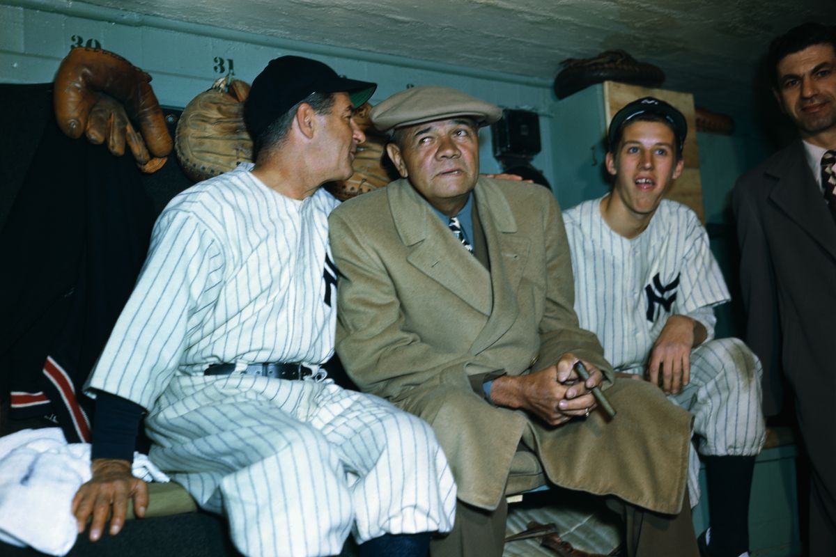 Bucky Harris and Babe Ruth in New York Yankees Dugout