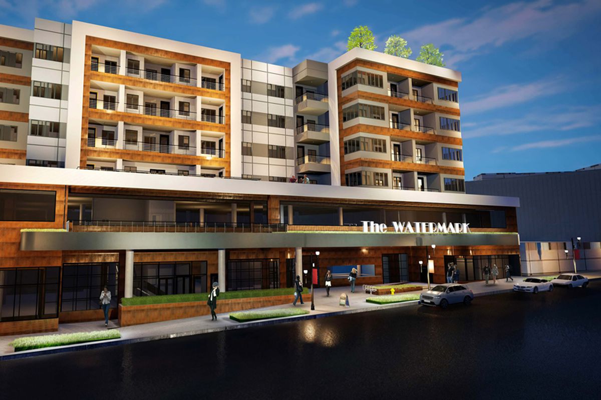 A rendering of The Watermark residential and commercial building headed to Water Street.