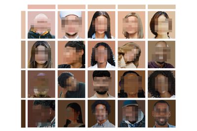 Grid showing anonymised individuals with different skin tones.