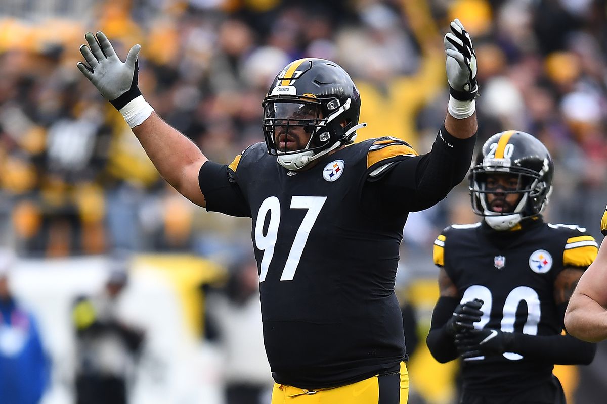 Cameron Heyward #97 of the Pittsburgh Steelers in action during the game against the Baltimore Ravens at Acrisure Stadium on December 11, 2022 in Pittsburgh, Pennsylvania.