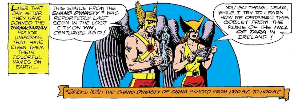 Hawkman and Hawkgirl don their Thanagarian uniforms and star solving an archeological mystery. 