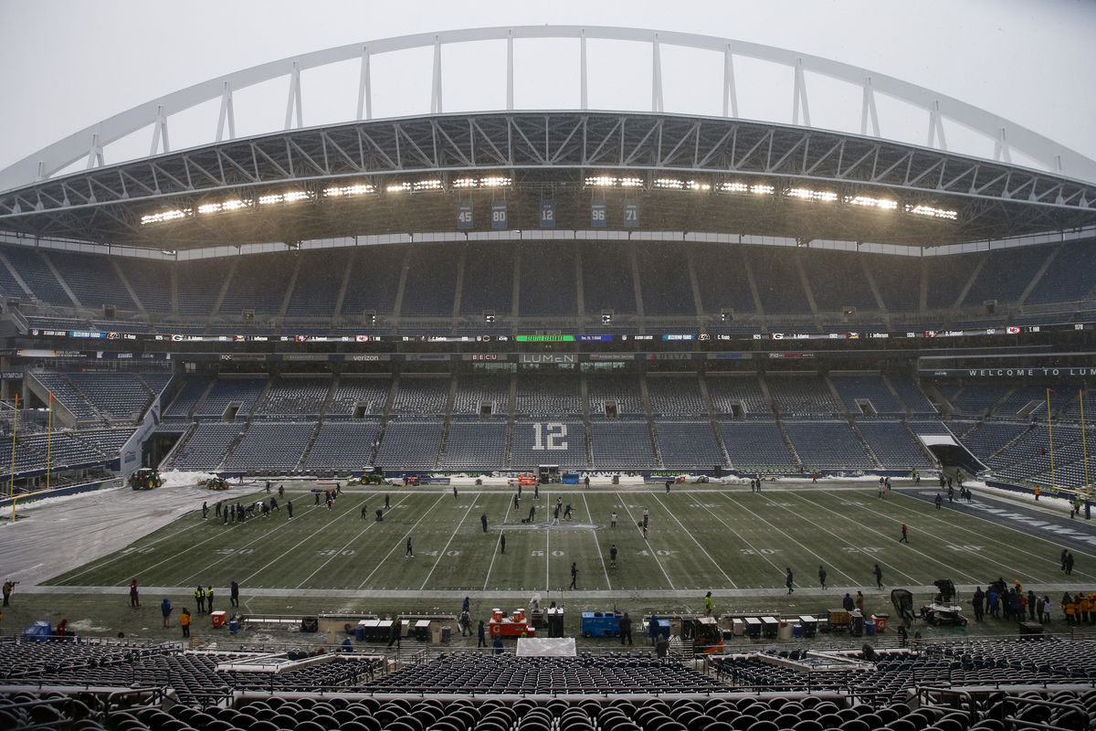 General view of Lumen field during warmups before a game between the Chicago Bears and Seattle Seahawks.