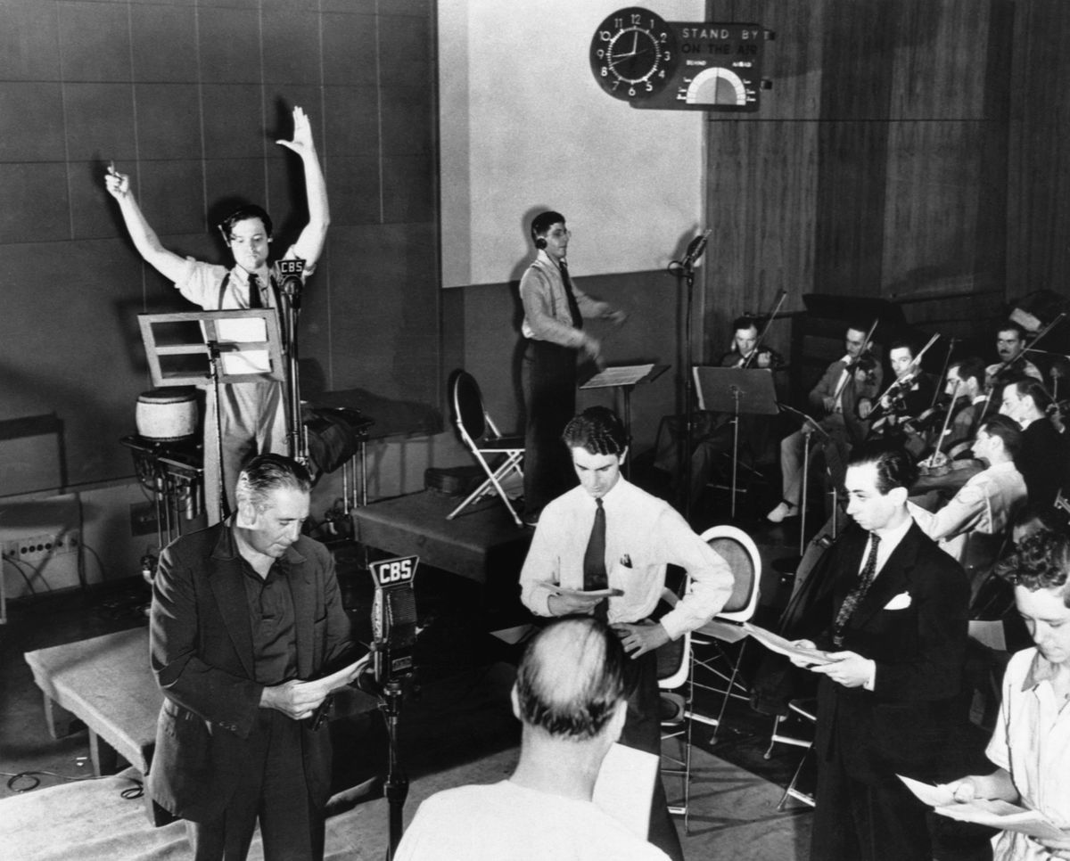 Orson Welles Rehearsing Radio Broadcast