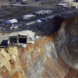 A slide at Kennecott Utah Copper's Bingham Canyon Mine which occurred Wednesday, April 10 is shown Thursday, April 11, 2013.