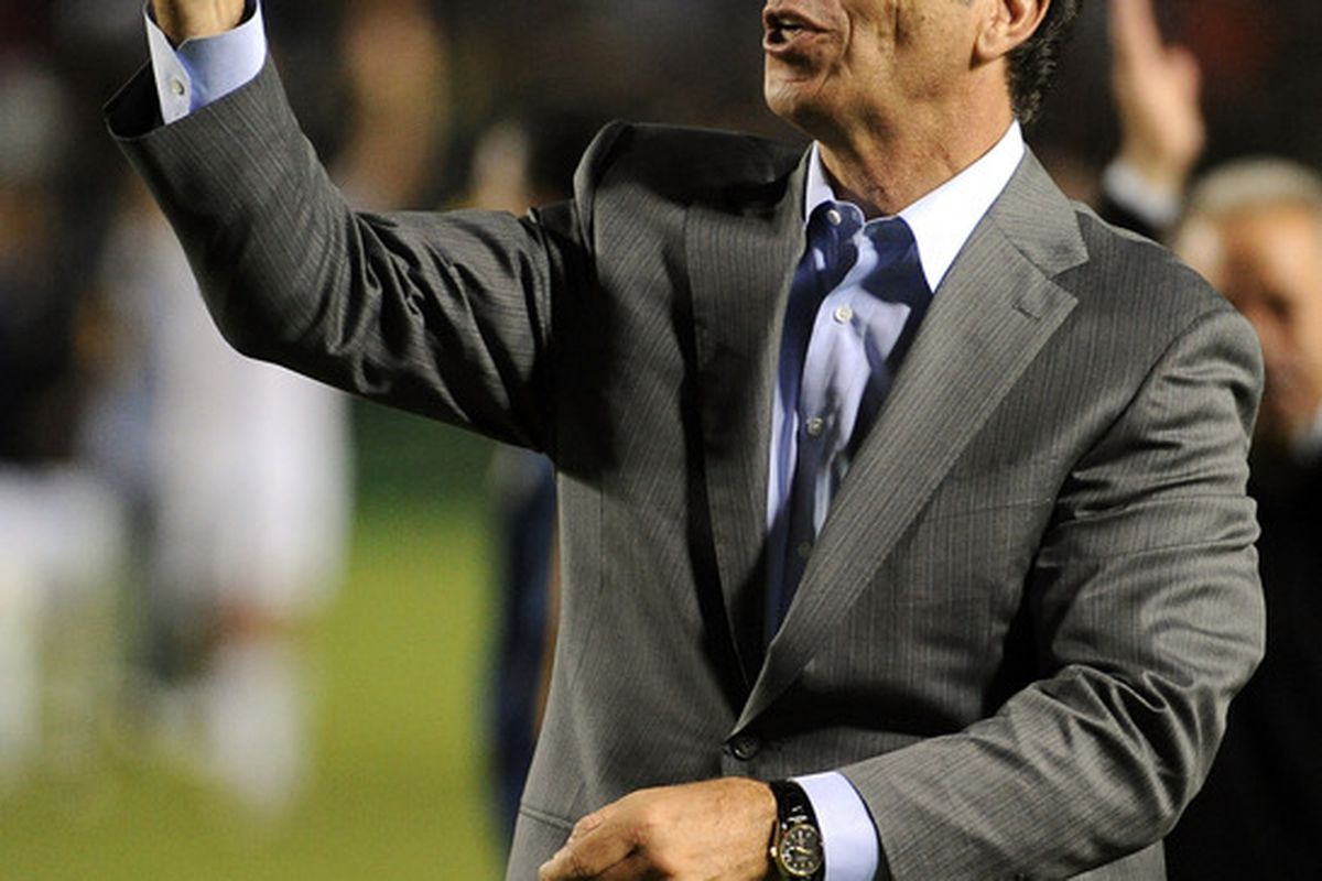 LA Galaxy head coach Bruce Arena was named the 2011 MLS Coach of the Year.  (Photo by Harry How/Getty Images)