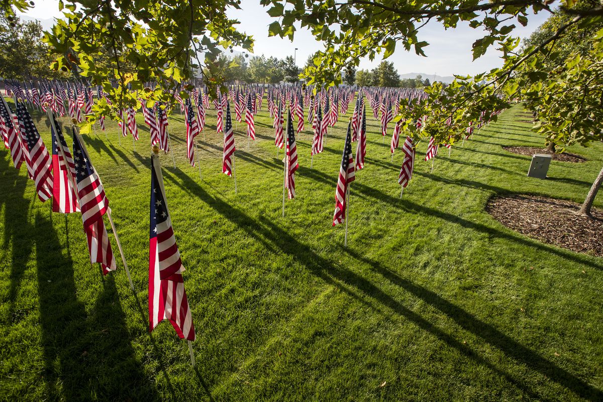 More than 3,000 flags on display on Sept. 10, 2018, near the Sandy City Hall, honoring the victims of the 9/11 terrorist attacks as the Utah Healing Field continues a local tradition that began in 2002.