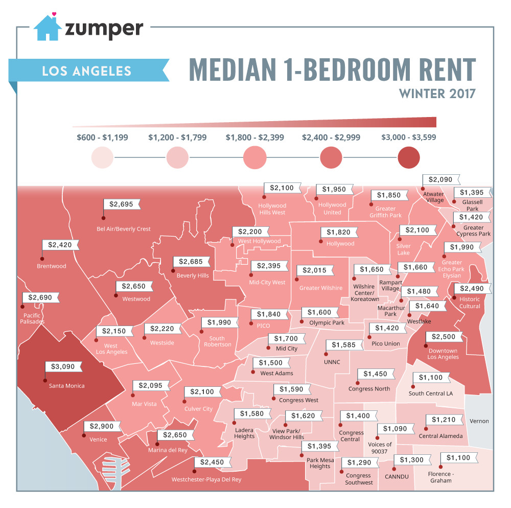 Los Angeles Rents Mapped Where Prices Are Highest And Lowest Around La Curbed La