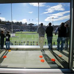 Aggie fans wait for the teams to take the field as Utah State and Wyoming play Saturday, Nov. 30, 2013, in Logan.
