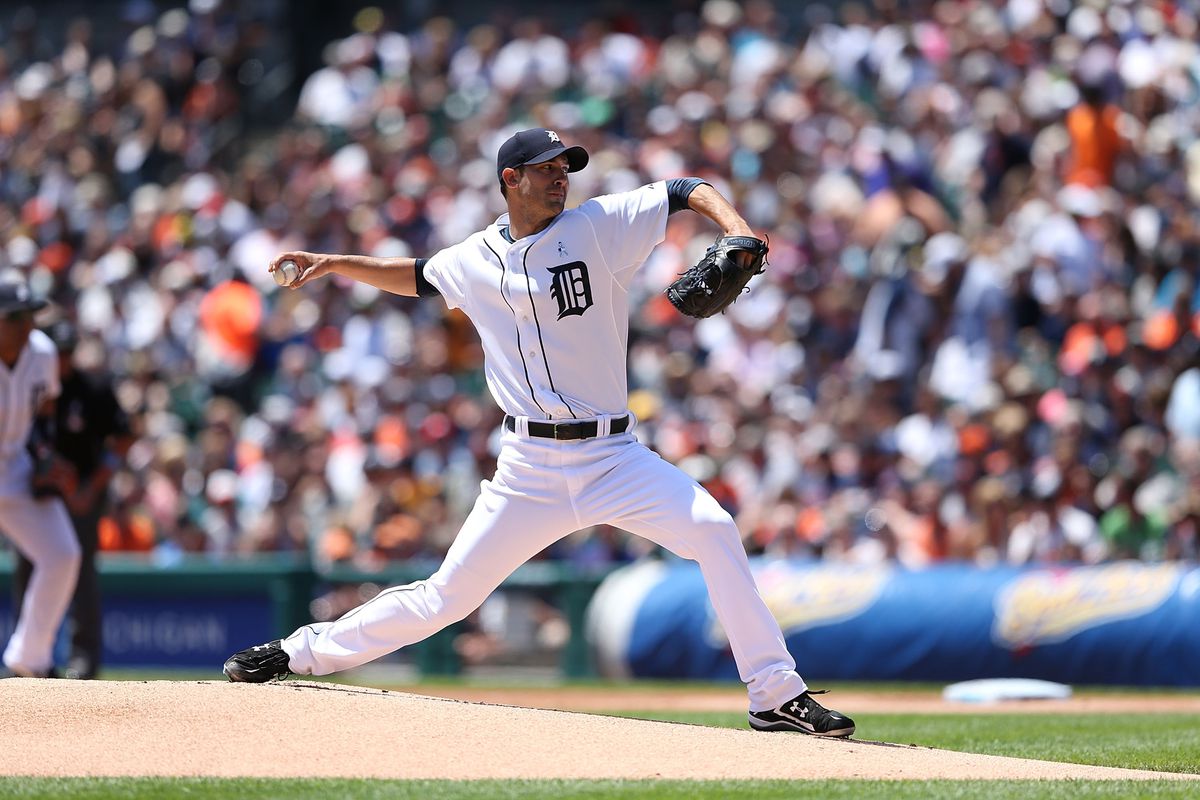 Rick Porcello pitches on June 15 against the Minnesota Twins at Comerica Park