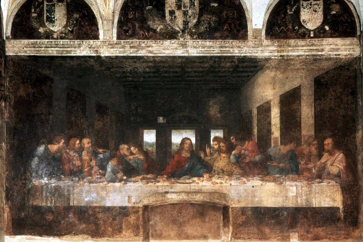 The Last Supper, one of the world's best known paintings, is shown in 1982 when it was undergoing restoration at Milan Italy's Our Lady of Grace church. Begun by artist Leonardo Da Vinci in 1495, the painting was cleaned by experts using microscopes and s