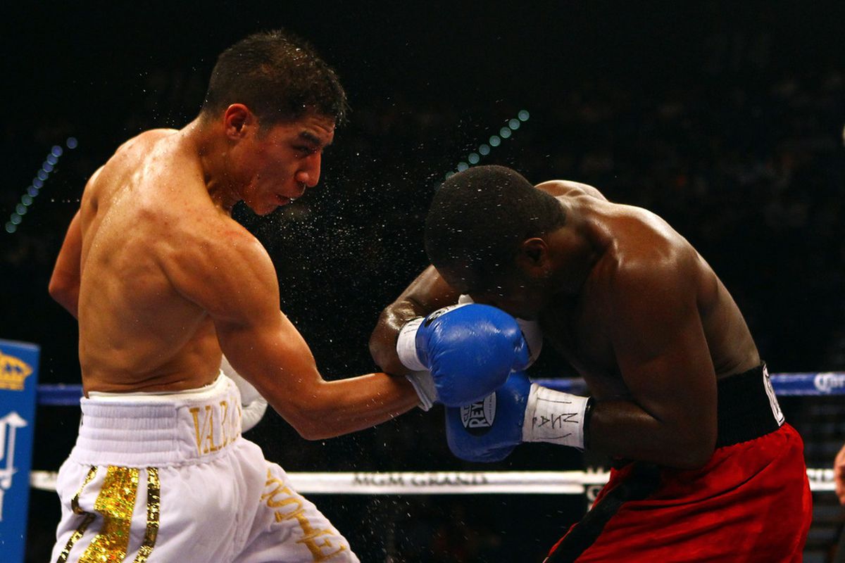 Jessie Vargas got by Steve Forbes with no trouble on the Mayweather vs Cotto card.  (Photo by Al Bello/Getty Images)