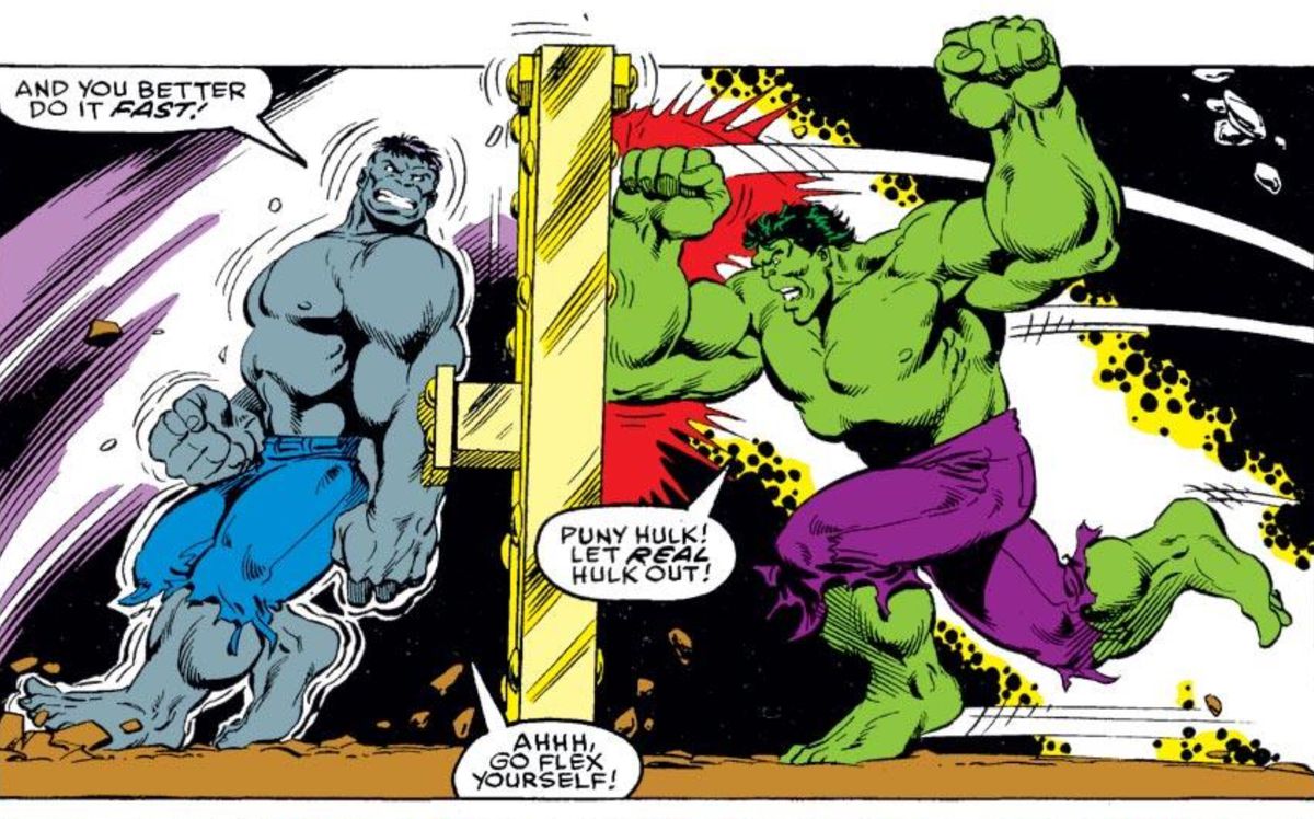 Hulk and Grey Hulk in The Incredible Hulk #375, Marvel Comics (1990).