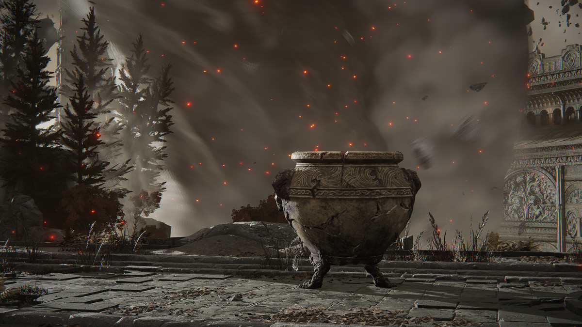 Elden Ring screenshot of Iron Fist Alexander standing in Crumbling Farum Azula.