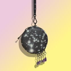 Small circle bag in black galaxy, $19.99; assorted charm packs and stud packs, $16.99 to $29.99