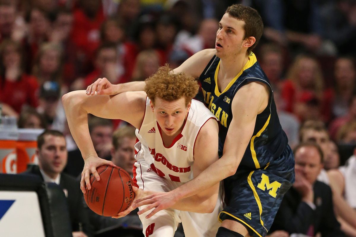 Nik Stauskas, with the look of existential dread that encumbers all who attempt to play Wisconsin in a game of basketball, auditions for Jordan Kovacs' vacant safety spot.