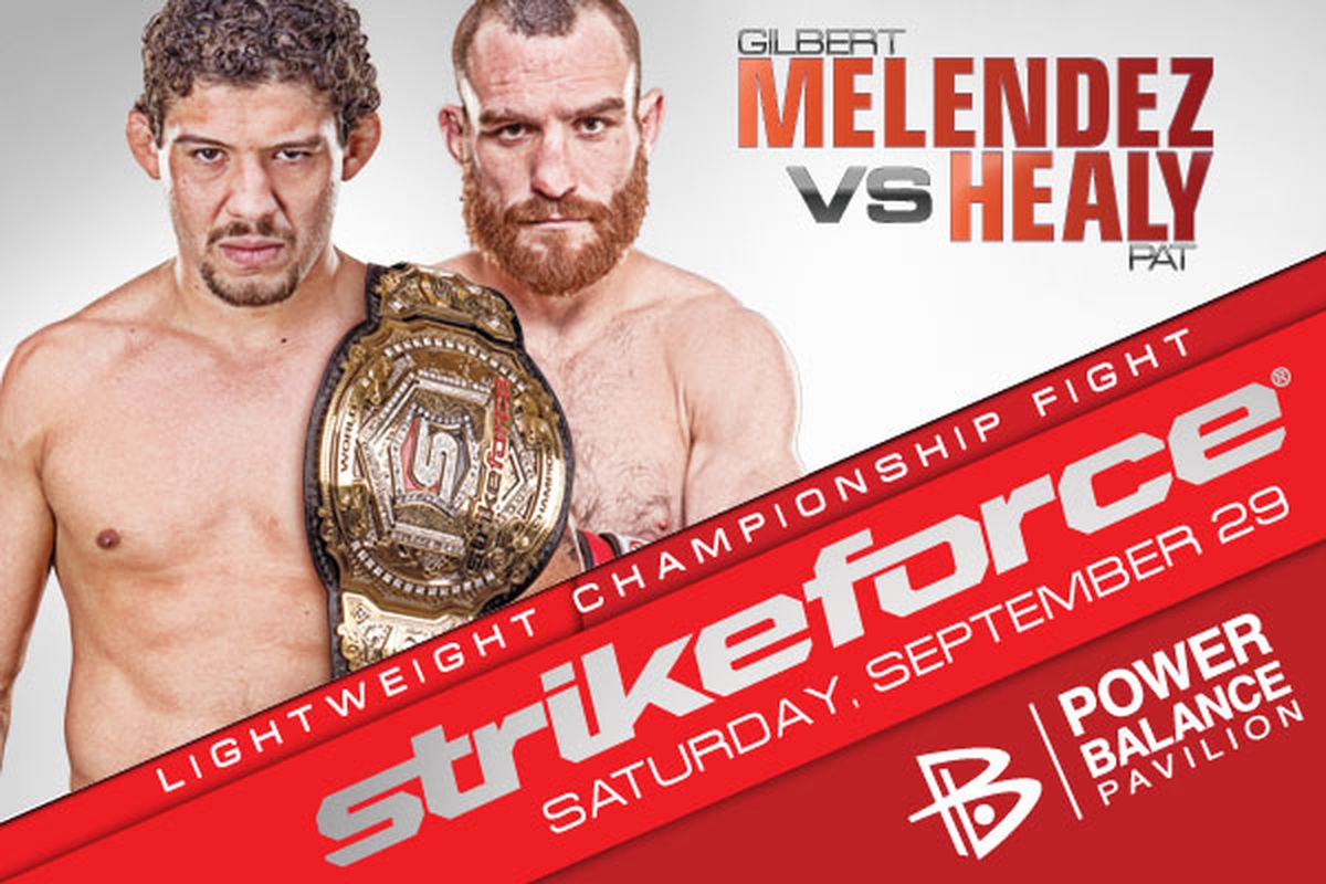 Strikeforce: "Melendez vs. Healy" poster pic via <a href="https://media1.mm.ticketmaster.com/zuffa%20llc/email/SF4_600X400.JPG">TicketMaster.com</a>.