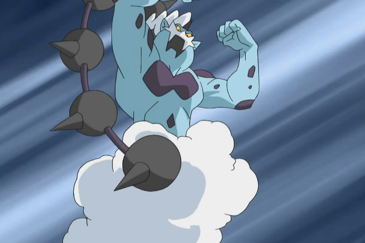 Thundurus raises its arms up, about to attack