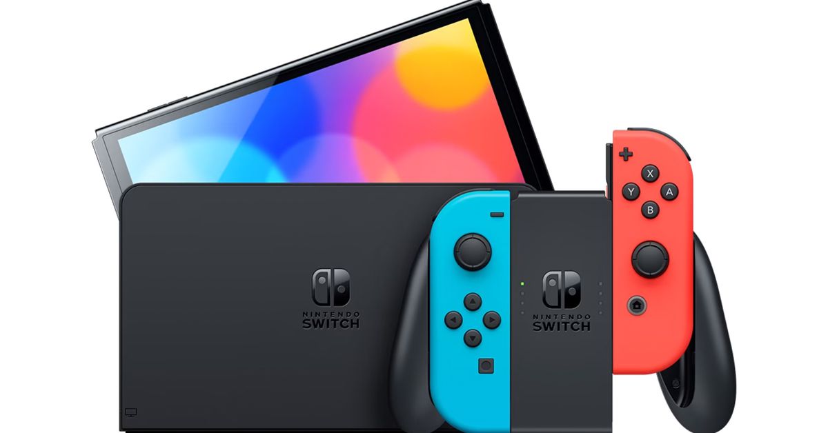 Nintendo Switch OLED Press Image Red and Blue