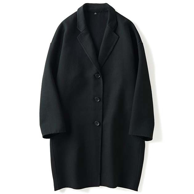 A black cocoon coat