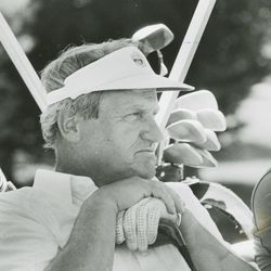 BYU head football coach LaVell Edwards golfs during a celebrity pro-am tournament Aug. 15, 1986.