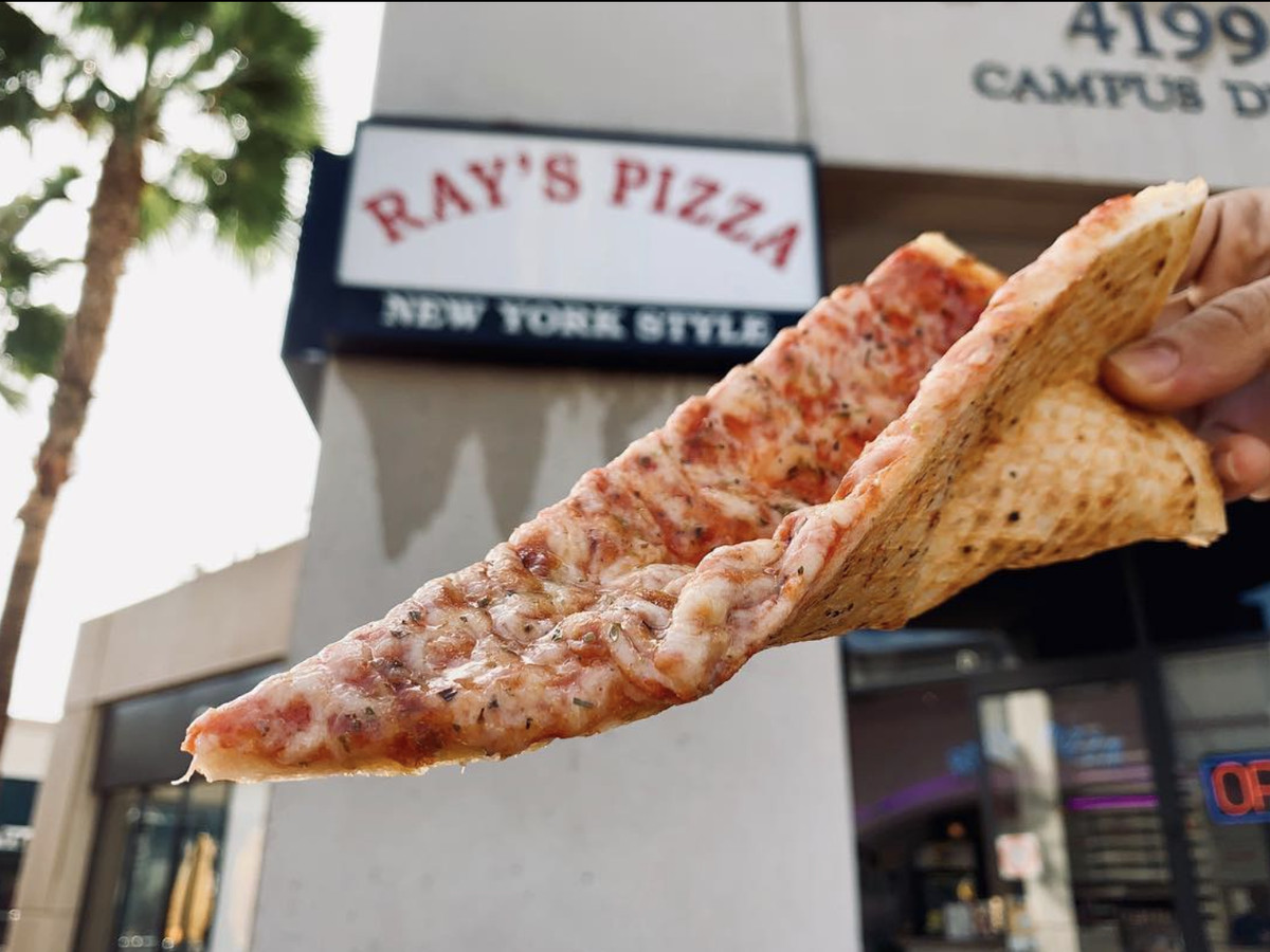 Folded slice from Ray’s Pizza.
