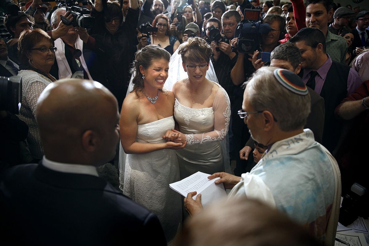 A Colorado couple at a civil union ceremony.