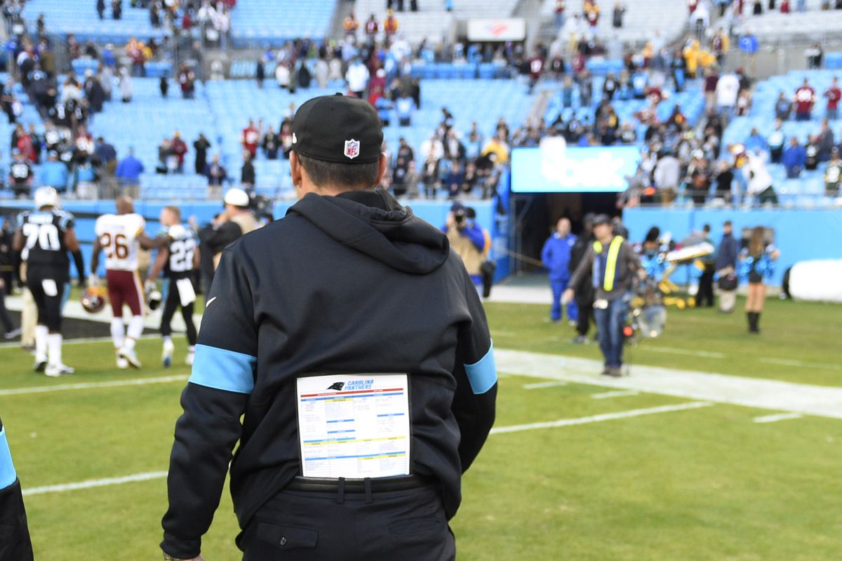 Carolina Panthers head coach Ron Rivera leaves the field after the game at Bank of America Stadium.