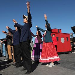 “As One,” a new musical inspired by the golden spike era, is performed during the 150th anniversary celebration of the completion of the transcontinental railroad at the Golden Spike National Historical Park at Promontory Summit on Friday, May 10, 2019.
