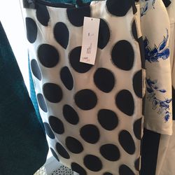 Black and ivory polka dot pencil skirt, $195 (was $995)