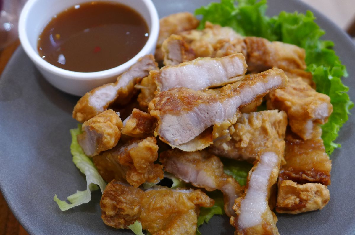 A pile of browned pork strips.