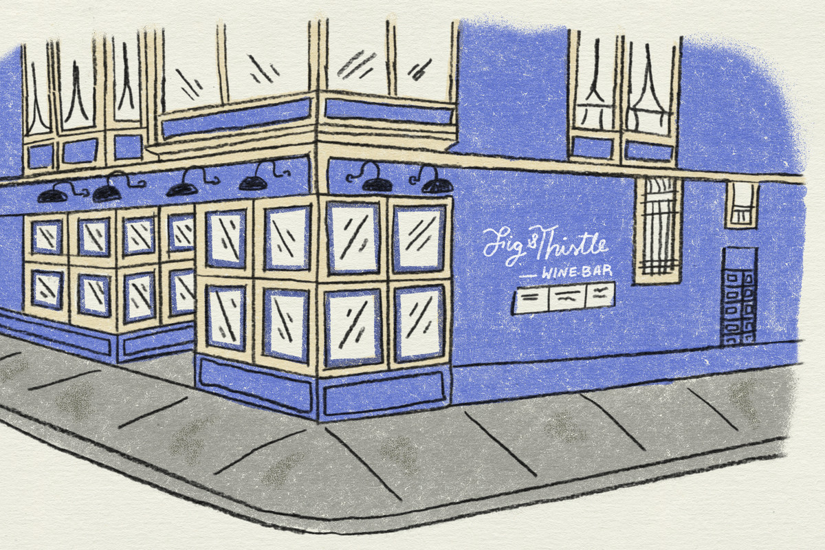 An illustration of Fig & Thistle wine bar in Hayes Valley