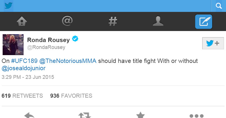 Ronda Rousey deleted tweet 6/23/15
