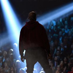 Kanye West performs at the 57th annual Grammy Awards on Sunday, Feb. 8, 2015, in Los Angeles. 