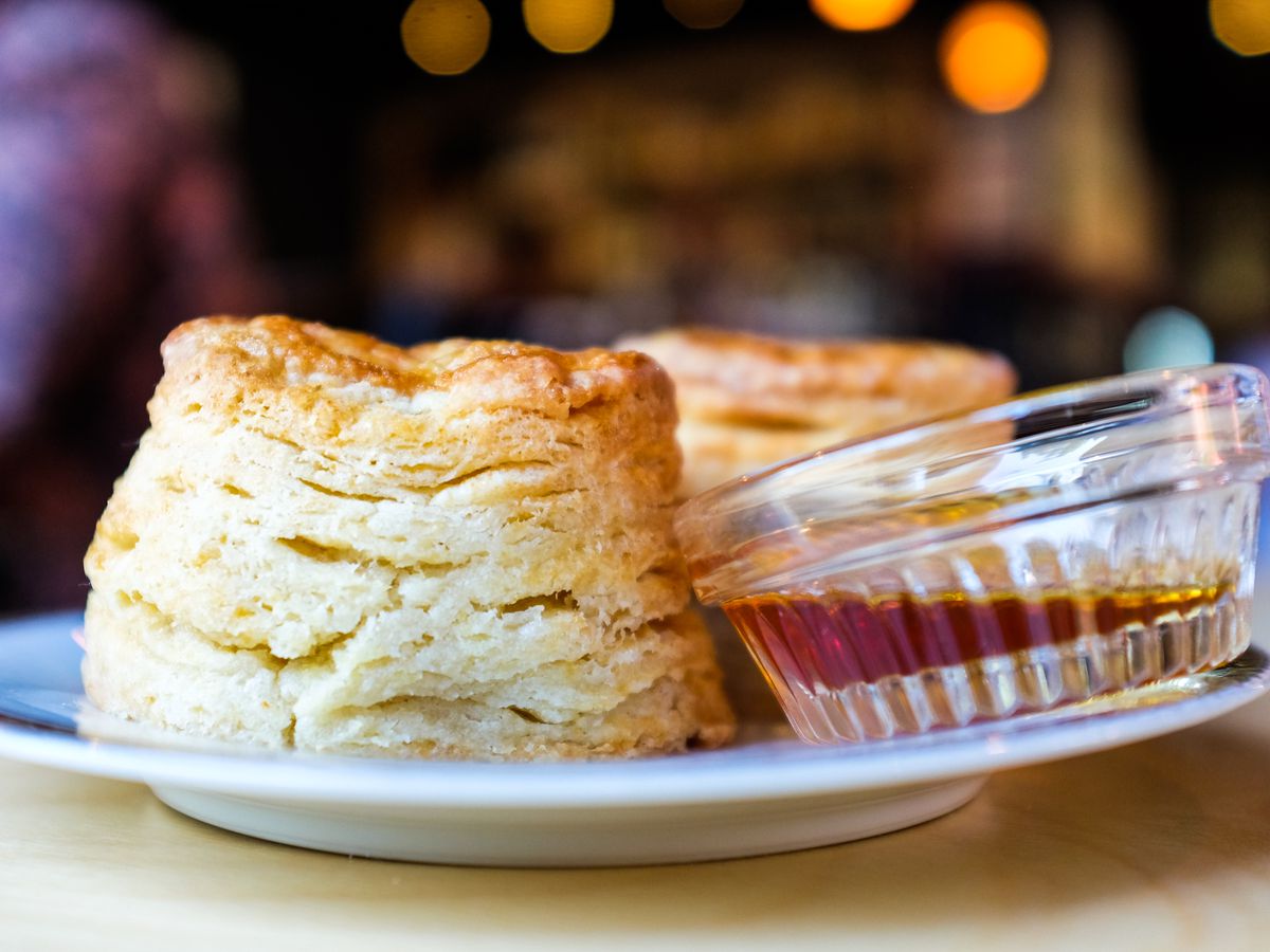 Buttermilk biscuits with pure cane sugar at Junebaby, which is celebrating New Year’s Eve with a fried chicken dinner.