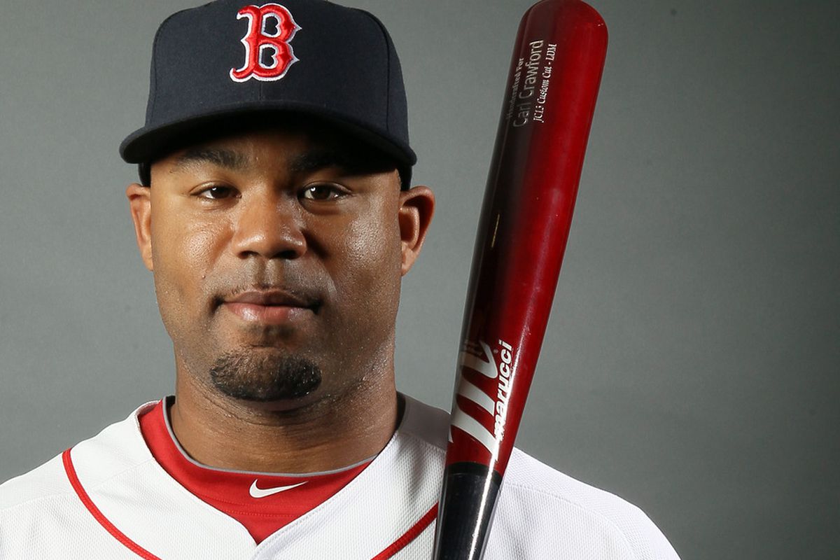 FORT MYERS, FL - FEBRUARY 26:  Carl Crawford #13 of the Boston Red Sox poses for a portrait at jetBlue Park in Fort Myers, Florida.  (Photo by Elsa/Getty Images)