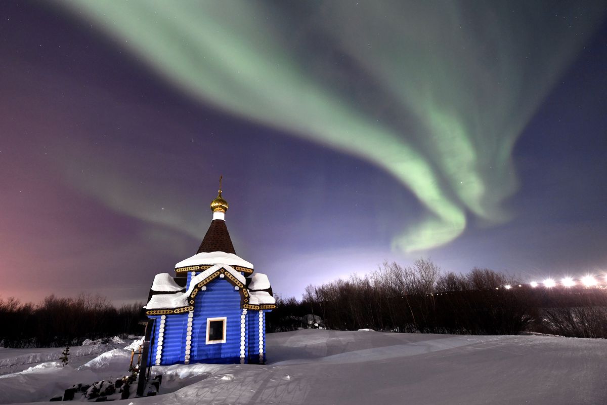 Northern lights in Murmansk, Russia