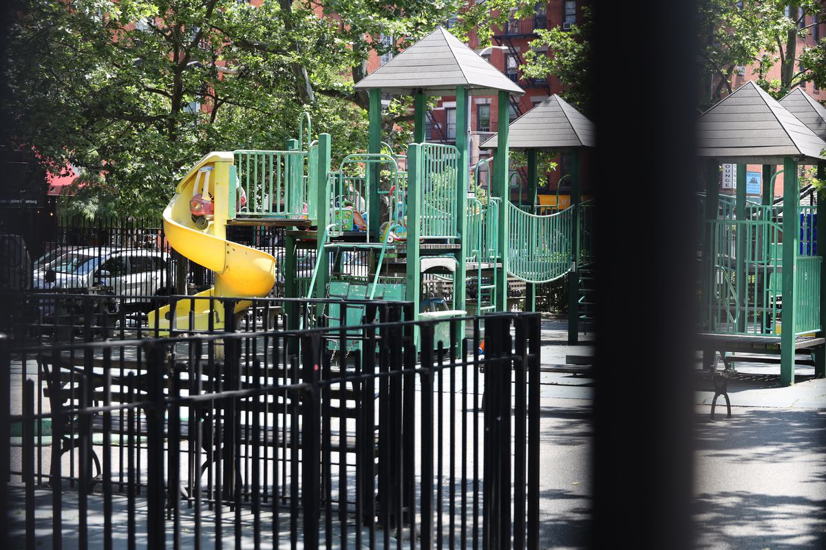An East Village park on Houston Street was closed during the coronavirus epidemic, June 9, 2020.