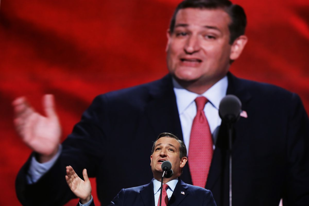 Sen. Ted Cruz (R-TX) delivers a speech on the third day of the Republican National Convention on July 20, 2016.