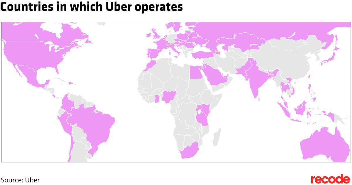 Countries in which Uber operates
