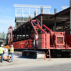 9/9, 4:21 p.m. The crane being assembled along Waveland - 