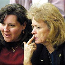 Billie Telford, left, and Gayle Ruzicka of the Eagle Forum attend a legislative session. When it comes to government funding of drug treatment programs, Ruzicka believes it is wrong "to expect the average citizen to pay for people who have gotten themselves in these messes."
