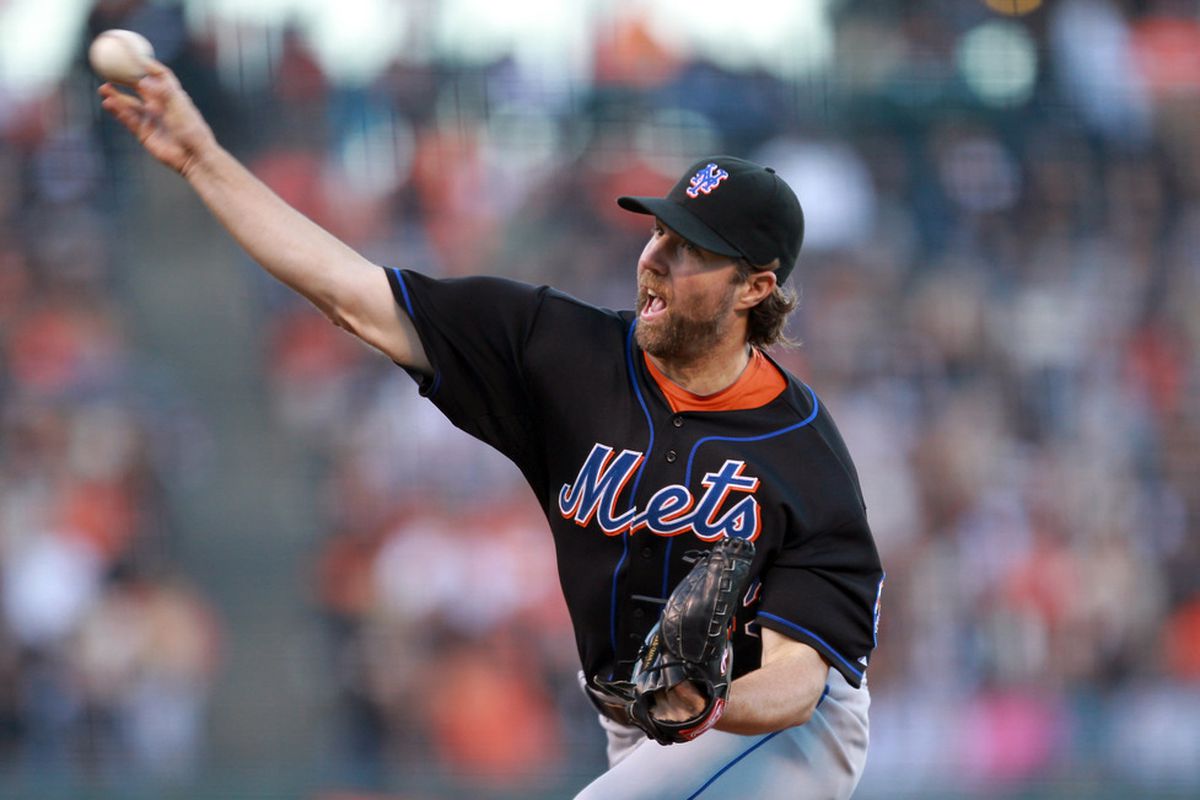 Because there can never be too many photos of R.A. Dickey.  (Photo by Ezra Shaw/Getty Images)